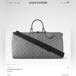 Louis Vuitton Keepall Monogram Gray Duffel Bag